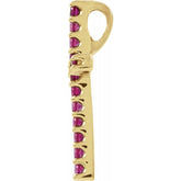 14K Yellow Natural Ruby Petite Cross Pendant